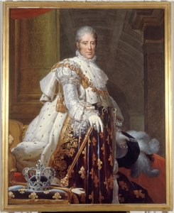 Ranska: Ranskan kuninkaan Kaarle X:n (1757-1836) muotokuva pyhäpuvussa. tekijältä Workshop of François Gérard