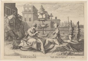 Juno Beroen muodossa, Varoitus Semele tekijältä Workshop of Hendrick Goltzius, after Hendrick Goltzius