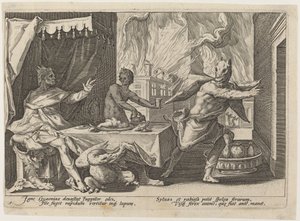 Lycaon muuttui susiksi tekijältä Workshop of Hendrick Goltzius, after Hendrick Goltzius