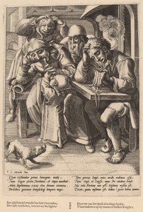 Kun kukkarosi on tyhjä, syöt luita, et pekonia tekijältä Workshop of Hendrick Goltzius, after Karel van Mander I