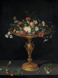 Kukkia tazzassa reunalla olevalla reunalla tekijältä Workshop of Jan Brueghel the Elder
