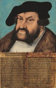 Saksa: Johann der Beständige, Kurfürst von Sachsen (1486-1532) Johann the Steadfast. Saksin vaaliruhtinas (1486-1532). tekijältä workshop of Lucas Cranach the Elder