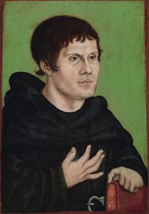 Saksa: Posthumes Bildnis Martin Luthers (1483-1546) als Augustinermönch Martin Lutherin postuumi muotokuva augustinolaismunkkina. tekijältä workshop of Lucas Cranach the Elder