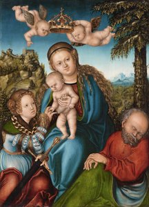Pyhän Katariinan mystinen avioliitto tekijältä workshop of Lucas Cranach the Elder