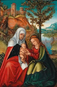 Neitsyt ja lapsi sekä Pyhä Anna tekijältä workshop of Lucas Cranach the Elder