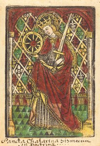 Pyhä Katariina tekijältä Workshop of Master of the Protective Saints of Cologne