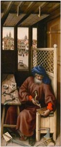 Vaihtoehtoinen nimi(t):   Méroden alttaritaulu
oikea paneeli: Pyhä Joosef puuseppänä tekijältä Workshop of Robert Campin