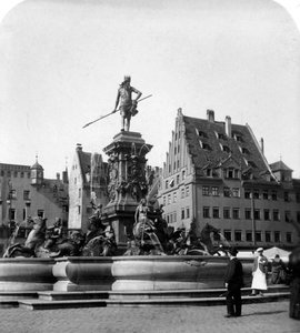 Neptunuksen suihkulähde, Nürnberg, Saksa, 1900-luku.