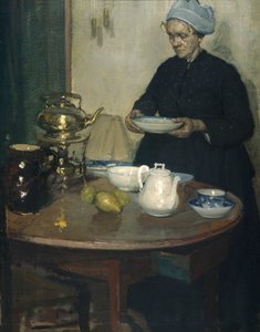 Nainen sohvapöydässä (öljy kankaalle)