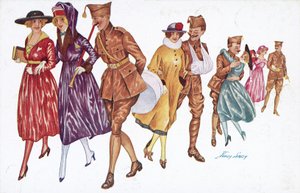 Sotilaat ja tytöt (väri litho) tekijältä Xavier Sager