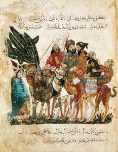 Arabialaisten kauppiaiden karavaani, Al-Haririn pienoismalli Maqamatista (Kokoukset), n. 1240 (guassi velumilla)