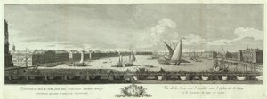 Näkymä Neva-joelle Iisakin kirkon ja Kadettijoukon kirjan välissä Pietarin 50-vuotisjuhlaan, 1753 tekijältä Yakov Vasilyevich Vasilyev