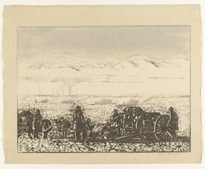 sotamaisemaa Senso fukei tekijältä Yamagishi Kazue (signed by artist)