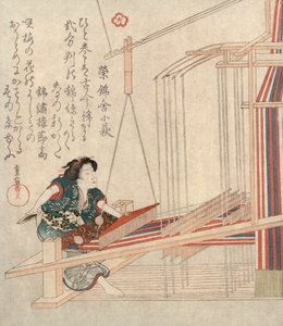 Hataori Weaving, v1829. tekijältä Yanagawa Shigenobu