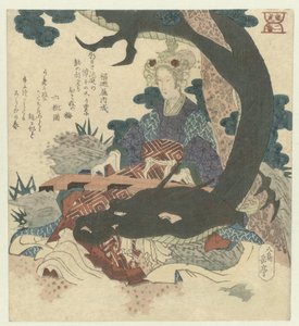 Numero kaksi: kiinalainen nainen lohikäärmeen kanssa Niban (otsikko esineessä) Dragon and Tiger (sarjan nimi) Ryûko (sarjan nimi esineellä) tekijältä Yashima Gakutei