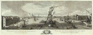 Näkymä Nevan alavirtaan Admiraliteetti ja Tiedeakatemian kirjasta Pietarin 50-vuotisjuhlaan, 1753 tekijältä Yefim Grigoryevich Vinogradov