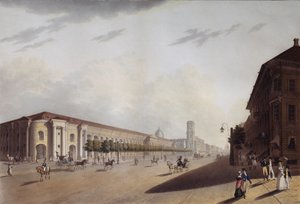 Suuri Gostiny Dvor -kauppapiha Pietarissa, 1820-luku tekijältä Yermolai Ivanovich Yesakov