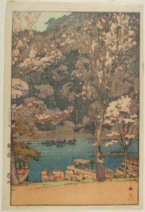 Arashiyama, sarjasta "Eight Scenes of Cherry Blossoms" tekijältä Yoshida Hiroshi
