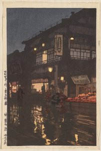 Kaksitoista kohtausta Tokiosta: Kagurazaka-katu yösateen jälkeen (Tôkyô jûni dai: Kagurazaka-dôri, ugo no yoru), tekijältä Yoshida Hiroshi