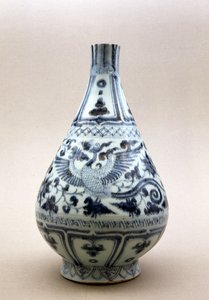 Sinivalkoinen maljakko, Yuan-dynastia (1206-1368) (keraaminen)