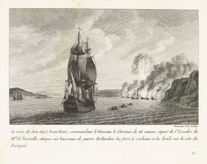 Jan Bart valt zes Hollandse schepen aan voor de kust van Portugal, 1693 Kesäkuussa 1693 66 aseen Vaisseau le Glorieux