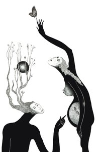 Nova vida, 2019 (dibuix a tinta sobre paper)finès