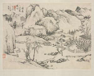 Maisemaalbumi eri tyyleillä: Maisema Changbai-vuorelta Huang Gongwangin jälkeen, 1684.