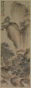 Tyhjä lehtimaja ja Rapid Waterfall, 1468. tekijältä Zhang Ning