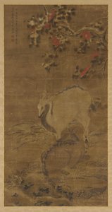 Polttarit, hirvi ja punaiset kameliat lumessa, 1367. tekijältä Zhou Yuan