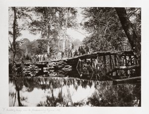 Sotilassilta Chickahominyn yli, Virginia, USA, n. 1862 tekijältä Ferdinand Georg Waldmuller