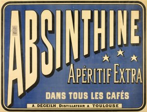 Juliste ylimääräisestä aperitiivista absintiinista, kaikissa kahviloissa tekijältä Frederick (attr. to) Barnard