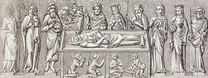 Katolisen pyhimyksen Unkarin prinsessa Elisabethin (1207 - 1231) haudalle tehdyn bareljeefin jälkeen Paul Lacroixin sotilaallinen ja uskonnollinen elämä keskiajalla julkaistiin Lontoossa noin vuonna 1880. tekijältä Ferdinand Georg Waldmuller