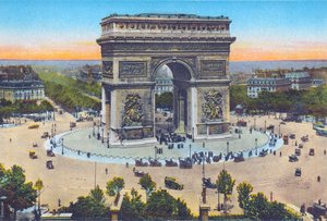 Riemukaari, "Souvenirs De Paris - Monuments Seen in Colors" (väri litho) tekijältä Hippolyte Lalaise Devéria
