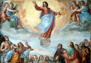 Kristuksen taivaaseenastuminen. Santissima Annunziata del Vastaton basilika. Genova. Italia. tekijältä . .
