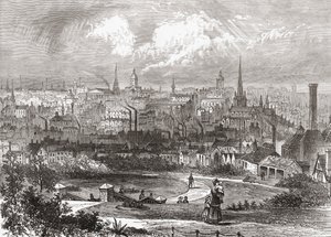 Birmingham, Länsi-Midlands, Englanti 1800-luvun lopulla, julkaisusta Our Own Country, julkaistu 1898 tekijältä Ferdinand Georg Waldmuller