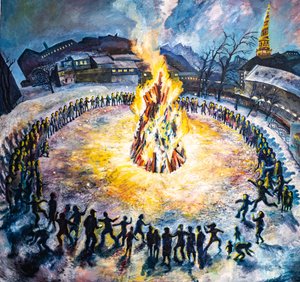 Christianian ensimmäinen puolue, Kööpenhamina. (Maalaus) tekijältä . .