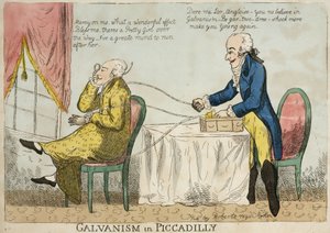 Sähköterapia "Galvanismi Piccadillyssa", n. 1800 tekijältä Frederick (attr. to) Barnard