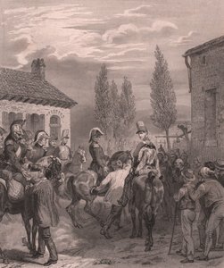 Ranskan armeija saapumassa Belgiaan elokuussa 1831, teräskaiverrus kiinapaperille tekijältä William Walcutt