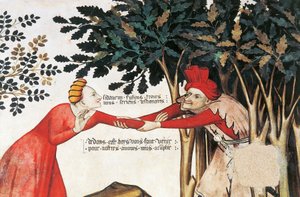 Baronial Hallin freskot (1400-luku), Della Mantan linna, Manta (Cuneo), Piemont, Italia