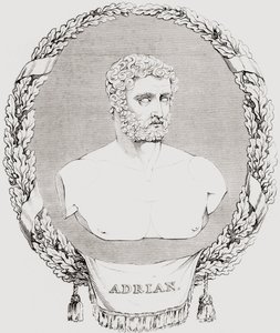 Adrià, Publius Aelius Trajanus Hadrianus Augustus (76 138), emperador romà, de "The Historic Gallery of Portraits and Paintings", publicat el 1808 en finès tekijältä Ferdinand Georg Waldmuller