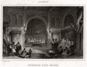 Sisustus Algeriassa, noin 1840 (kaiverrus) tekijältä . .