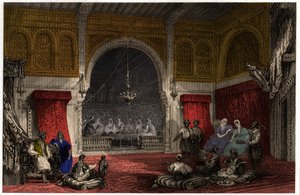 Sisustus Algeriassa, noin 1840 (kaiverrus) tekijältä . .