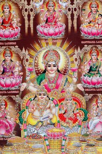 Lakshmi, Vishnun vaimo, on vaurauden, onnen ja kauneuden jumalatar. tekijältä . .