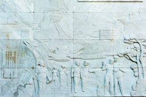 Marmorireliefi, joka kuvaa ihmisiä; Great Wall; Jinshanling osa; Kiinan kansantasavalta tekijältä Frederick (attr. to) Barnard