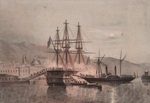 Tuckery hyökkäsi napolilaiseen Monarcan alukseen Castellammaren satamassa tekijältä William Walcutt