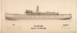 New Yorkin (höyrylaiva: 1889) suunnitelmat tekijältä . .