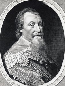 Ruotsin ylikanslerin Axel Gustafsson Oxenstiernan (1583-1654) muotokuva, kaiverrus tekijältä William Walcutt