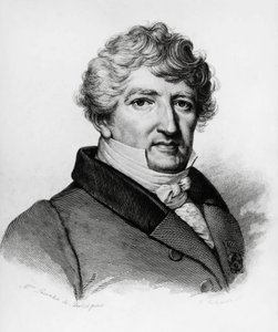 Georges Leopold Chretien Frederic Dagobert Cuvierin (1769-1832), ranskalaisen biologin muotokuva, kaiverrus tekijältä William Walcutt