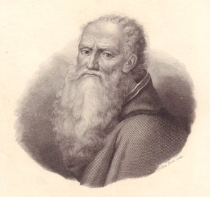 Italialaisen taidemaalari Bernardino Luinin (noin 1481-1532) muotokuva, Caterina Piotti-Pirolan kuparikaiverrus Luinin omakuvasta