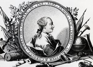 Itävaltalaisen poliitikon Karl Joseph von Firmianin (1716-1782) muotokuva, kaiverrus tekijältä William Walcutt